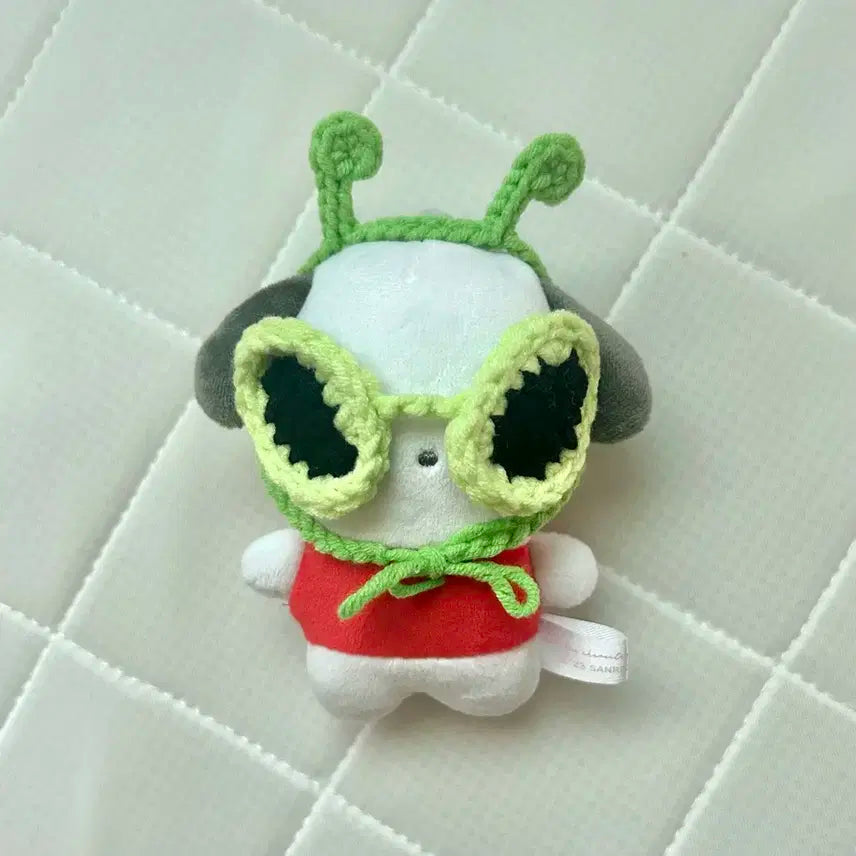 10cm 인형옷) 더듬이 머리띠+외계선그라스 뜨개 세트
