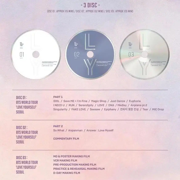 BTS 방탄소년단 LYS 럽셀콘 러브유어셀프 서울 블루레이 (풀구성)
