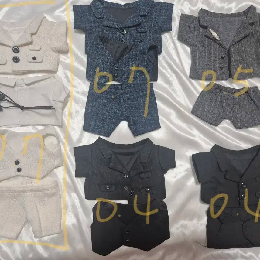 인형 옷 정장 세트 20cm 20깅옷 화이트 블랙 그레이 블루