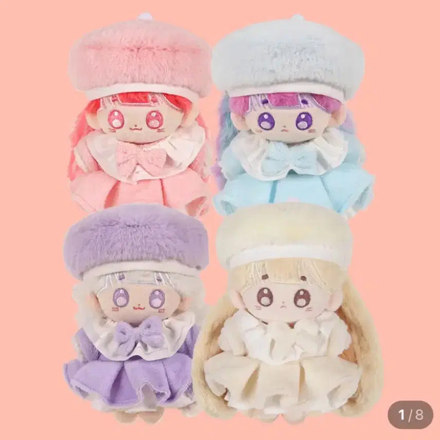 10cm 인형옷 아이돌룩 겨울바람 원피스 베레모 퍼플