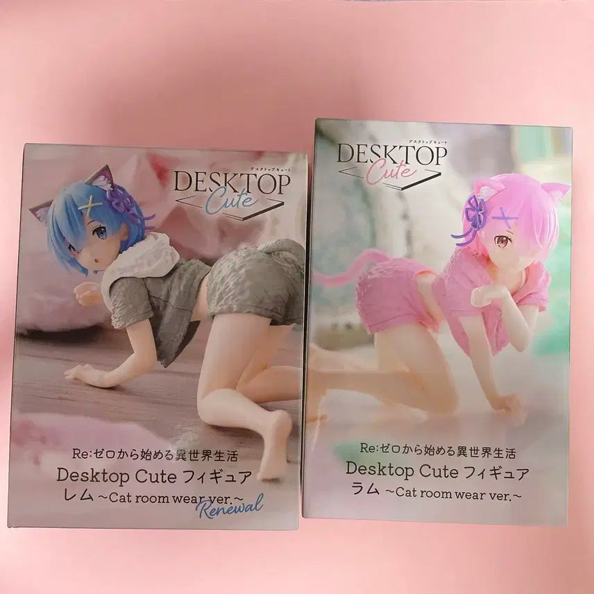 일괄 리제로 렘 람 데스크탑 고양이 피규어