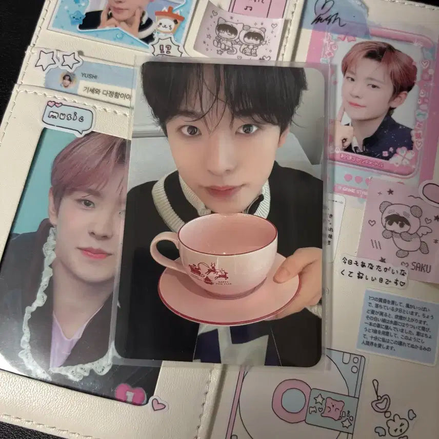 엔시티위시 유우시 포카 핑크크리스마스 소서 포카 컵 시리얼볼 머그컵