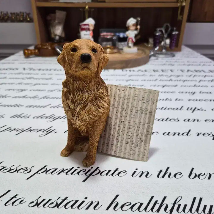 빈티지 골든 리트리버 피규어 겸 메모꽂이