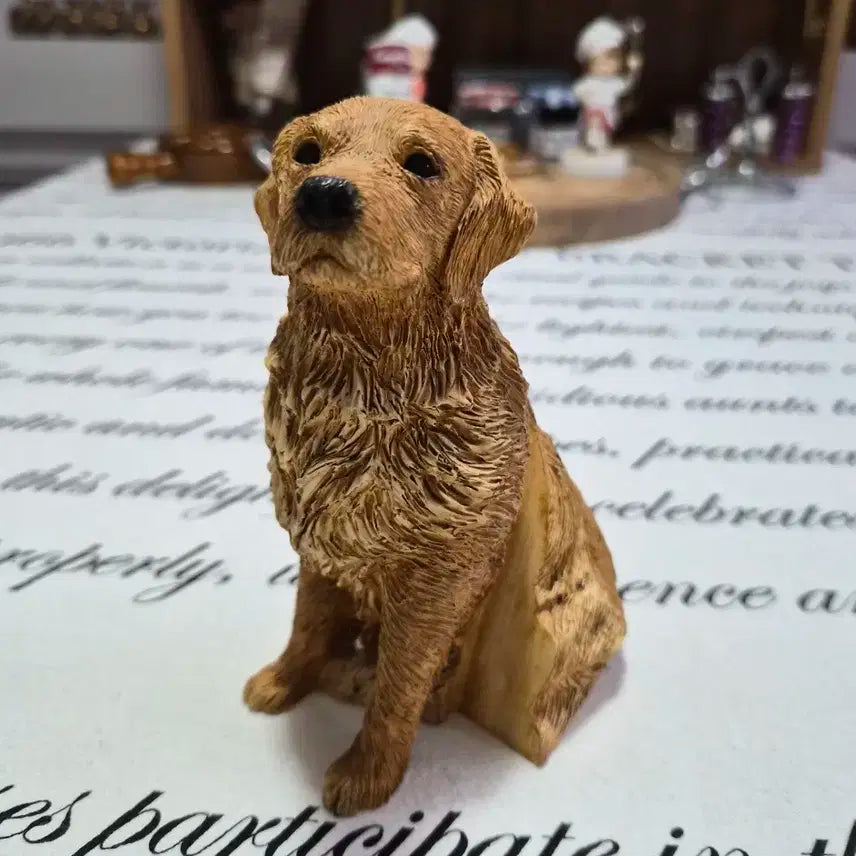 빈티지 골든 리트리버 피규어 겸 메모꽂이