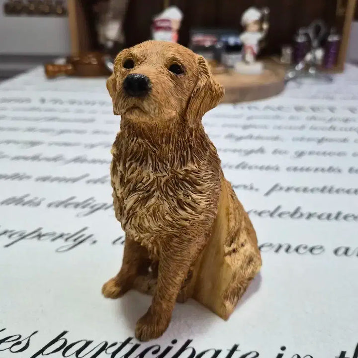 빈티지 골든 리트리버 피규어 겸 메모꽂이
