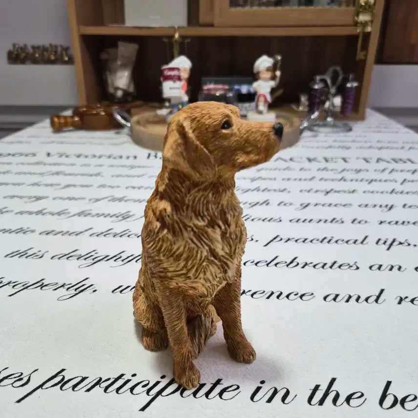 빈티지 골든 리트리버 피규어 겸 메모꽂이