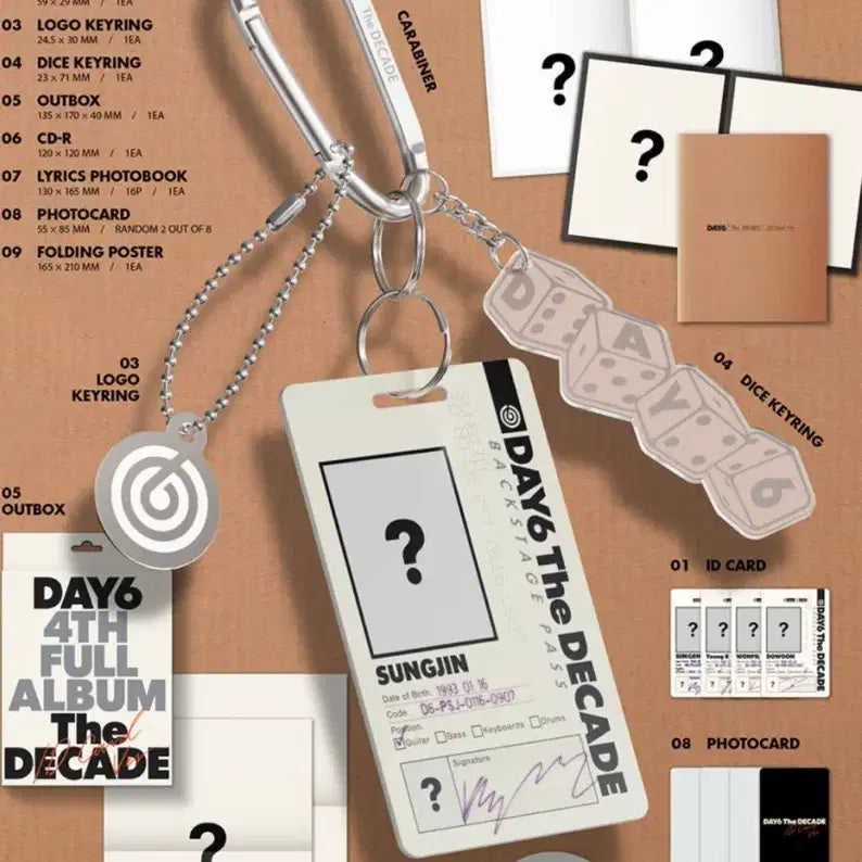 데이식스 더데케이드 아이디카드 앨범 포카제외 성진영케이원필도운