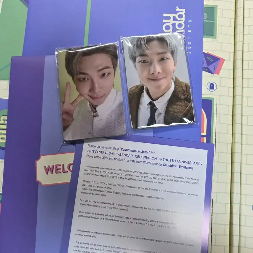 방탄소년단 8주년 페스타 디데이 캘린더 포카 포함 풀박스 판매 양도