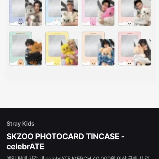 스트레이키즈 SKZOO 포토카드 틴케이스 celebrate 원가양도