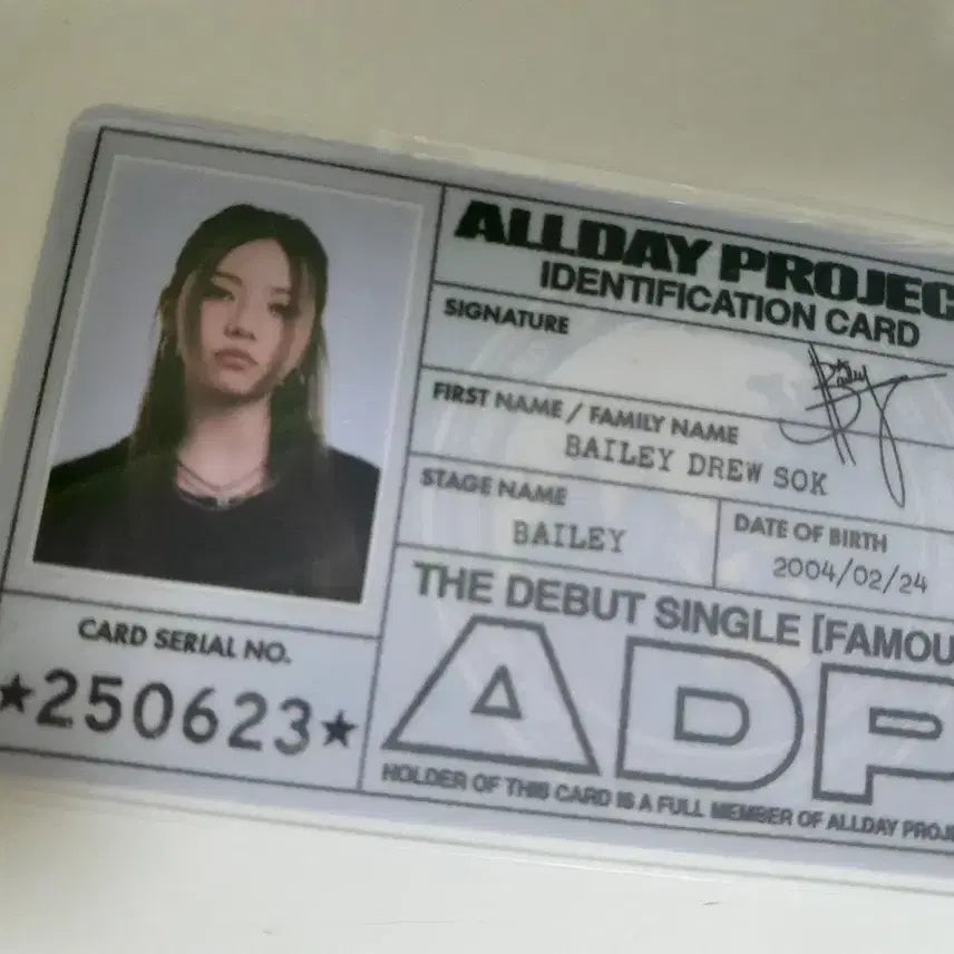 덤드림 당일배송)올데이프로젝트 올데프 베일리 아이디카드 포카