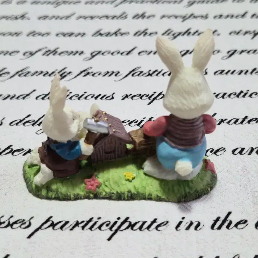 토끼 가족 목공예  피규어