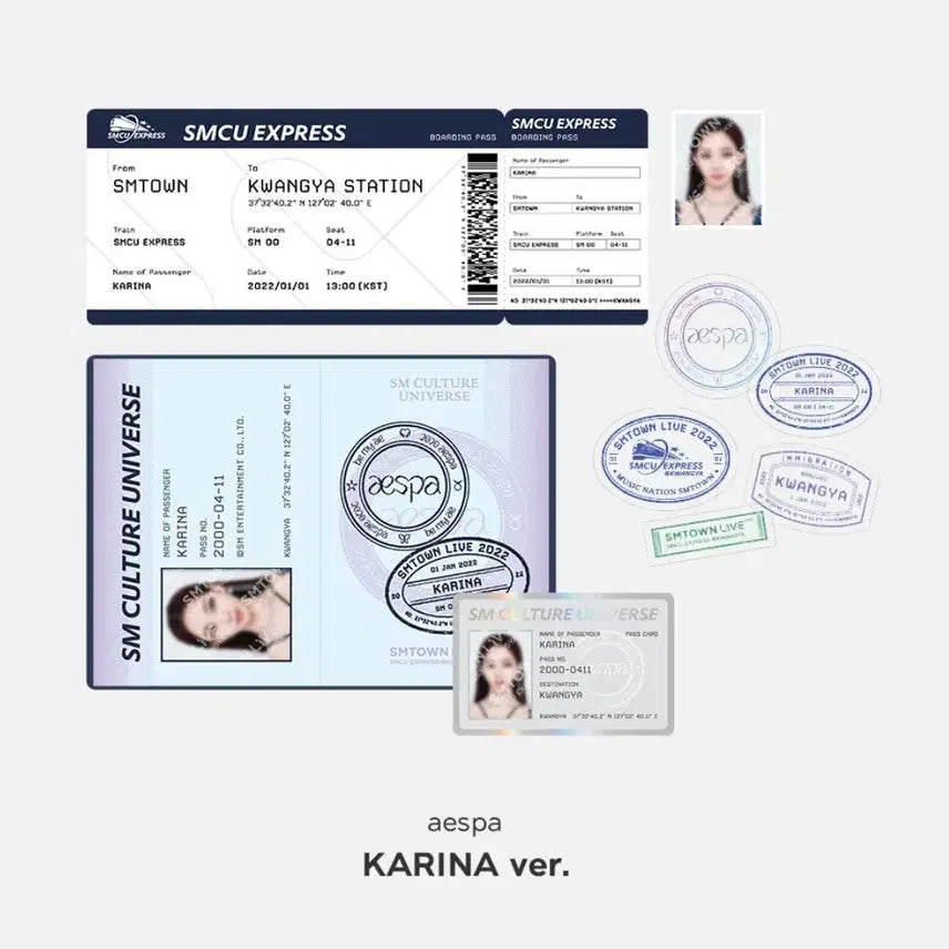 [원가양도] 에스파 SMCU 2022 카리나 여권 포카 세트