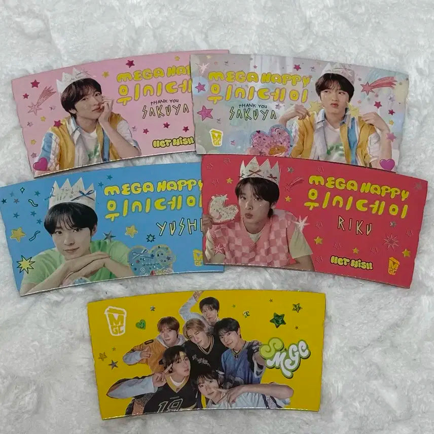 엔시티위시 메가커피 컵홀더 사쿠야 유우시 리쿠 단체