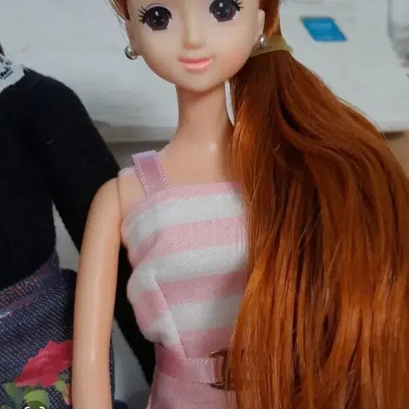 미미 인형 핑크 스트라이프 원피스