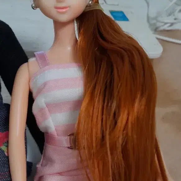 미미 인형 핑크 스트라이프 원피스