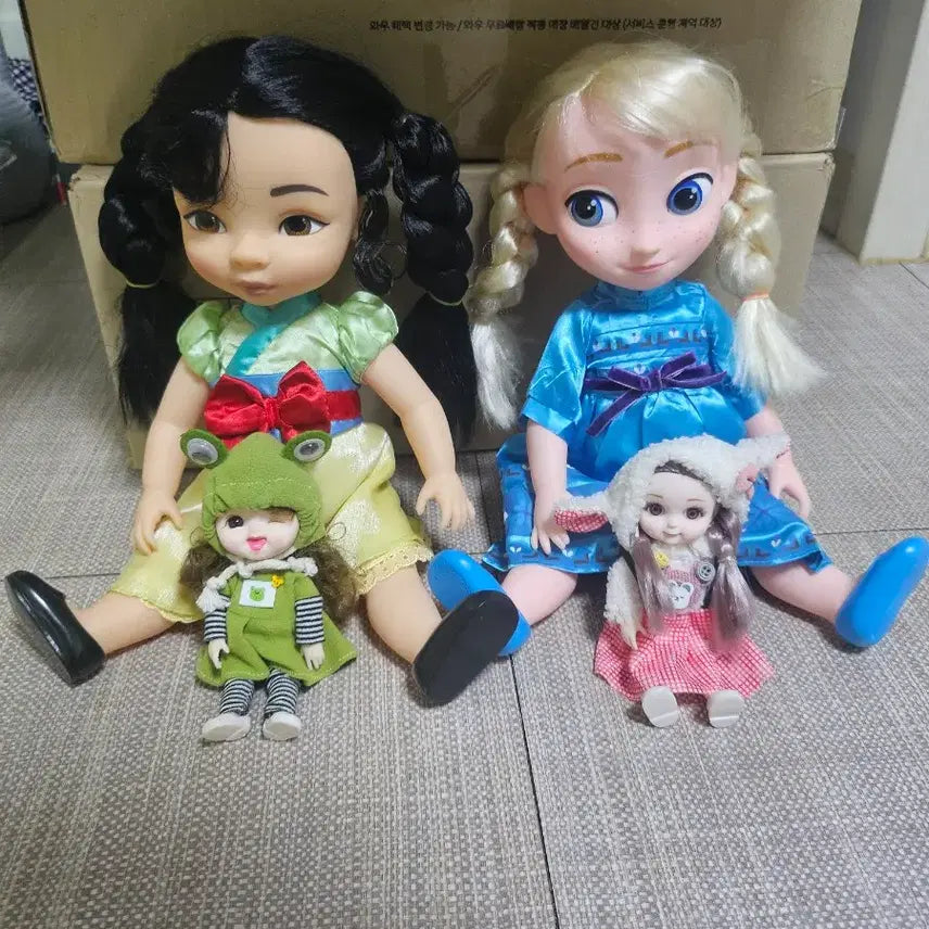 디즈니베이비돌 뮬란,엘사 + (미니관절인형2개)덤.