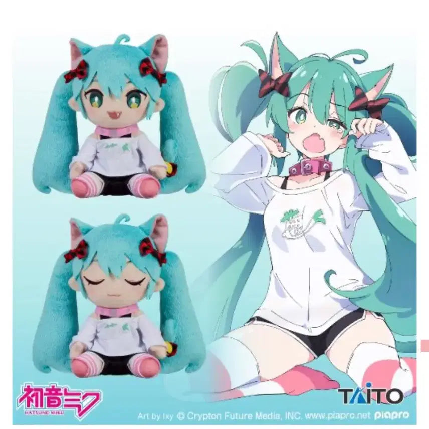 TAITO 하츠네 미쿠 고양이귀 티셔츠 인형 팔아요