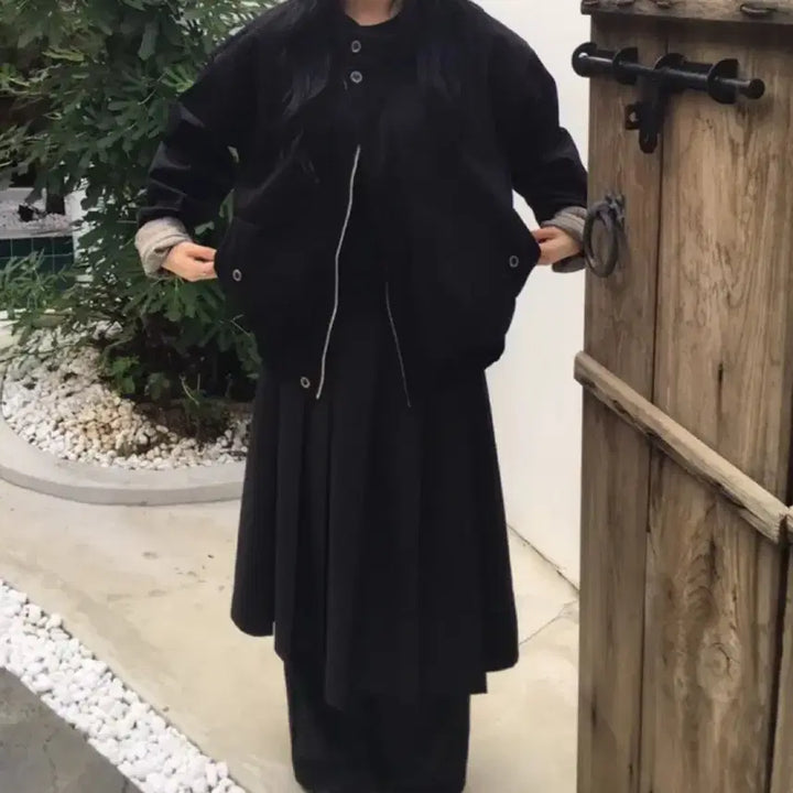 [BUNJANG] Herringbone Suede Unisex Blouson Jacket / 헤링본 스웨이드 남녀공용 블루종 자켓