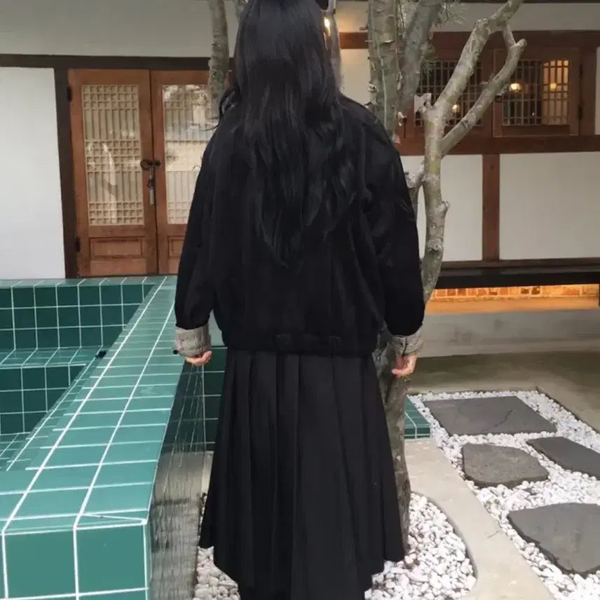 [BUNJANG] Herringbone Suede Unisex Blouson Jacket / 헤링본 스웨이드 남녀공용 블루종 자켓