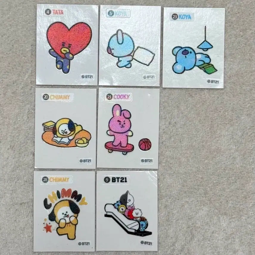 방탄소년단 BT21 띠부씰 타타 코야 치미 쿠키 남준 지민 태형 정국