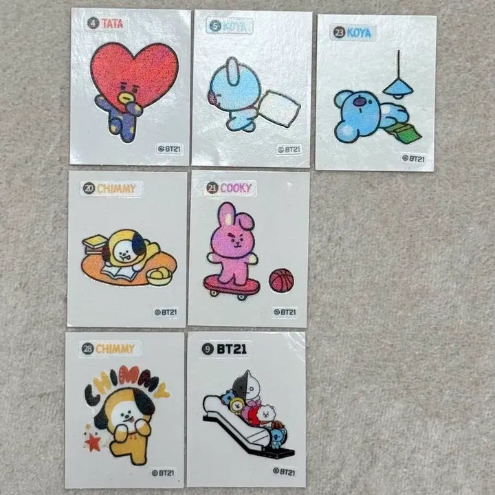 방탄소년단 BT21 띠부씰 타타 코야 치미 쿠키 남준 지민 태형 정국