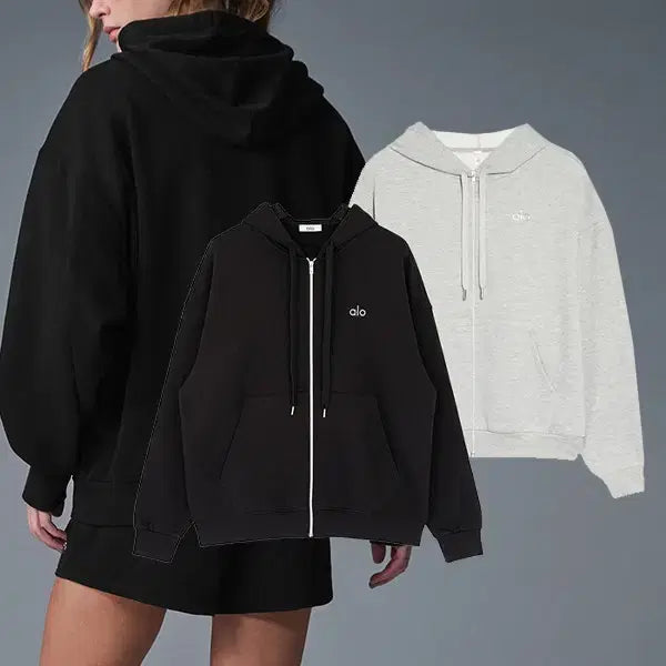 [BUNJANG] Alo Unisex Fleece-Lined Zip Hoodie / [새상품/특가/무료배송] 알로 정품 남여공용 기모 후드집업