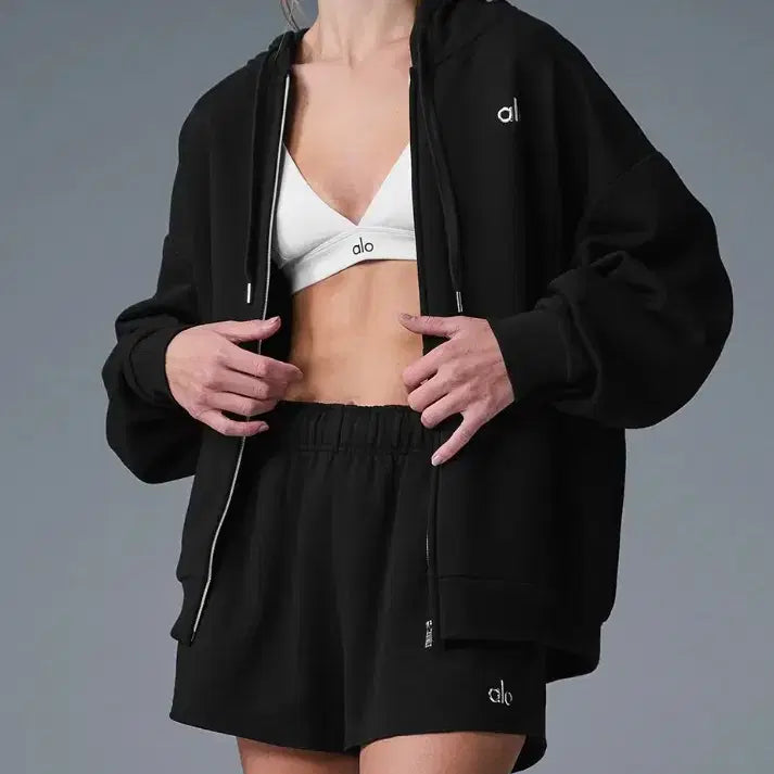 [BUNJANG] Alo Unisex Fleece-Lined Zip Hoodie / [새상품/특가/무료배송] 알로 정품 남여공용 기모 후드집업