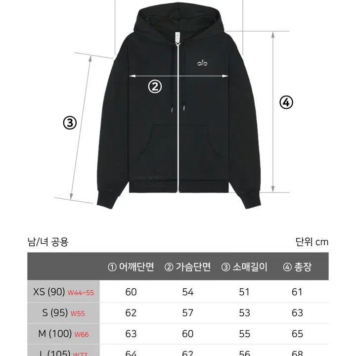 [BUNJANG] Alo Unisex Fleece-Lined Zip Hoodie / [새상품/특가/무료배송] 알로 정품 남여공용 기모 후드집업