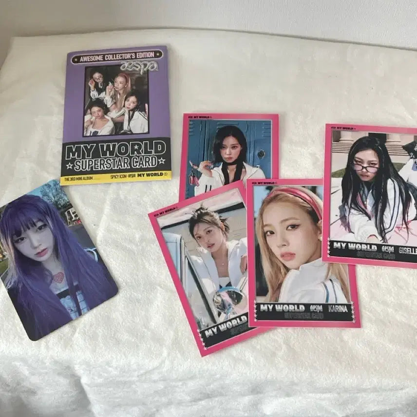 에스파 마이월드 슈퍼스타 포토카드 풀셋 /지젤 특별 포카 포함