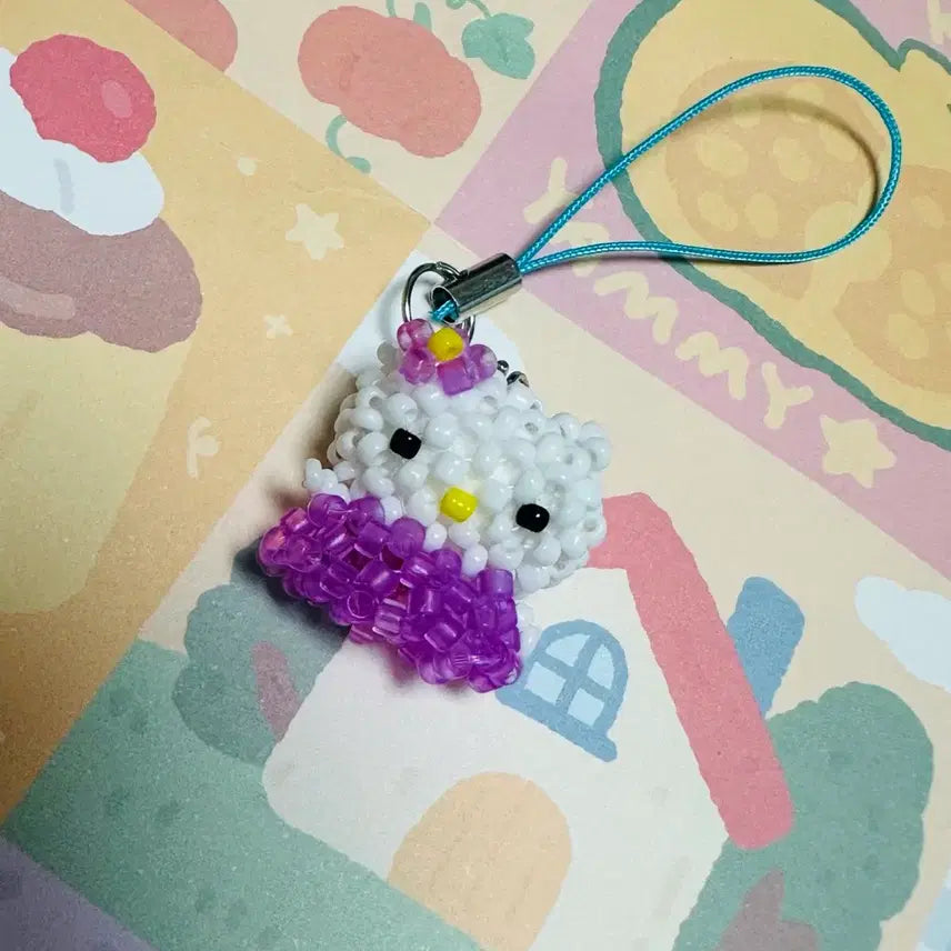 [BUNJANG] Keyring (Purple) / 키티 비즈 키링 (퍼플)