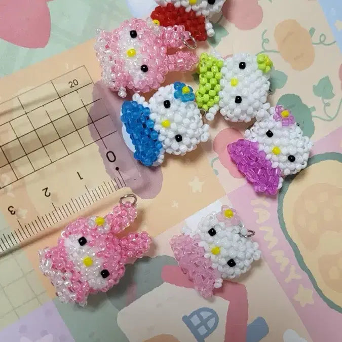 [BUNJANG] Keyring (Purple) / 키티 비즈 키링 (퍼플)