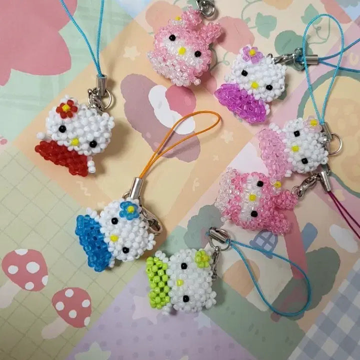 [BUNJANG] Keyring (Purple) / 키티 비즈 키링 (퍼플)