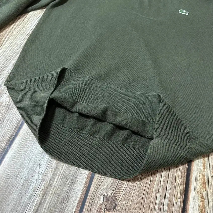 [BUNJANG] Lacoste Cotton Half Zip Up Knit Olive Size 4 / Lacoste 라코스테 코튼 하프 집업 니트 올리브색상 4사이즈