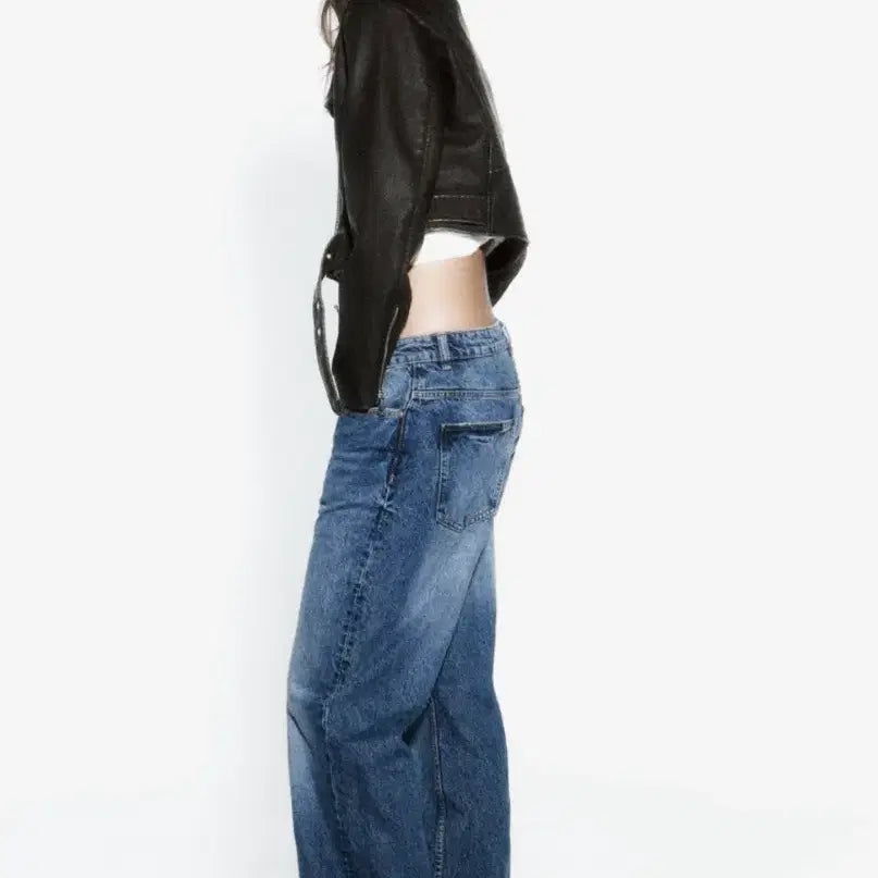[BUNJANG] Zara Vintage Faux Leather Crop Biker Jacket (M) / 자라 공홈 빈티지 페이크 레더 크롭 바이커 점퍼(M)