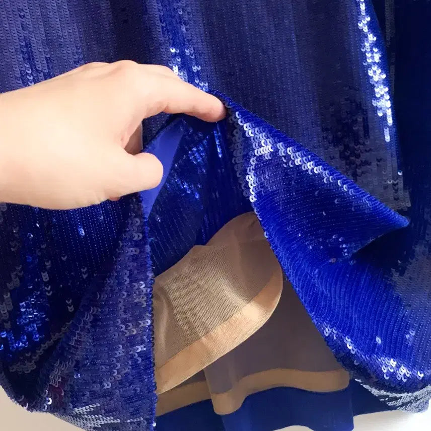 [BUNJANG] MSGM Sequin Embellished T-shirt / MSGM 블루 시퀸 스팽글 여성 반팔 티셔츠 S사이즈