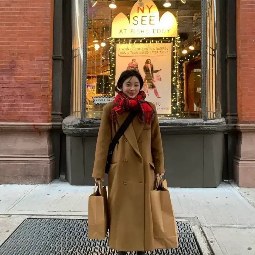 [BUNJANG] Without Summer Classic Double Wool Coat Brown / (최종가) 위드아웃썸머 클래식 더블 울코트 브라운