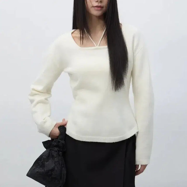[BUNJANG] General Idea Strap Knit Pullover Ivory S / 제너럴아이디어 스트랩 니트 풀오버 아이보리 S