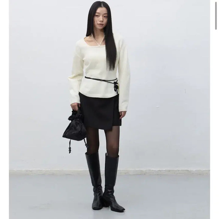 [BUNJANG] General Idea Strap Knit Pullover Ivory S / 제너럴아이디어 스트랩 니트 풀오버 아이보리 S