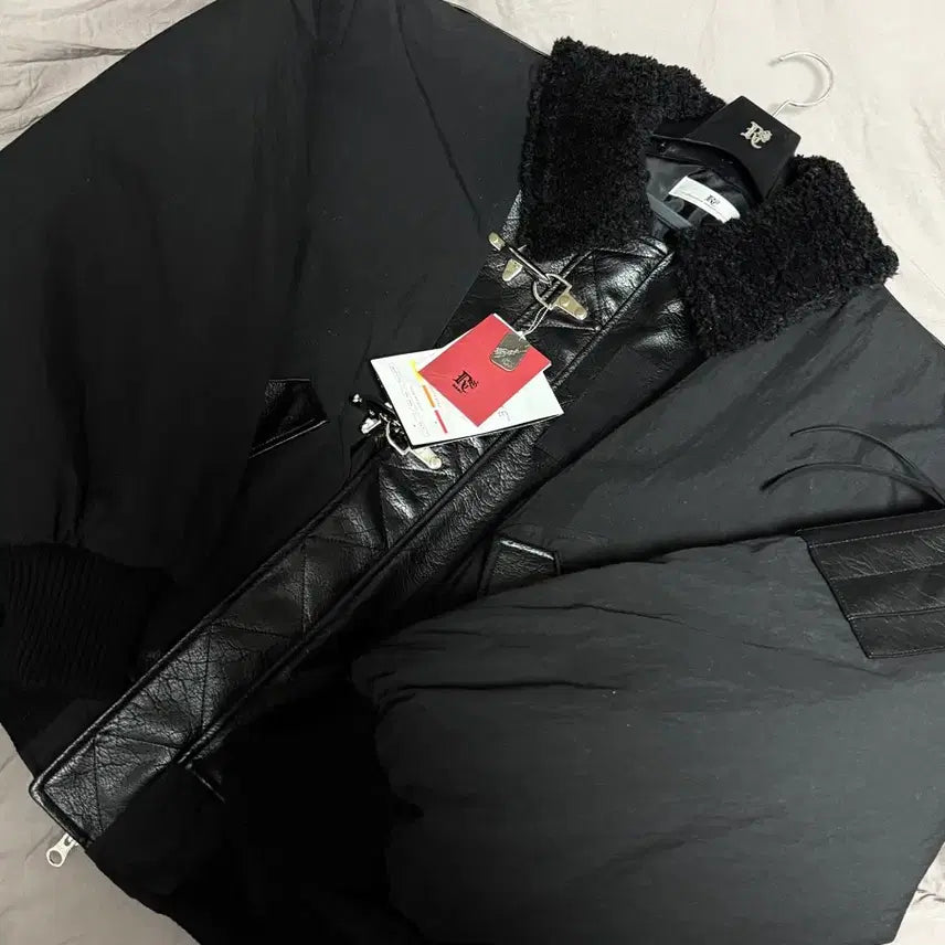 [BUNJANG] RSSC x Pogservice Leather Mix Cotton Bomber Jacket 2 / RSSC x 포그서비스 레더믹스 코튼 봄버 자켓 2