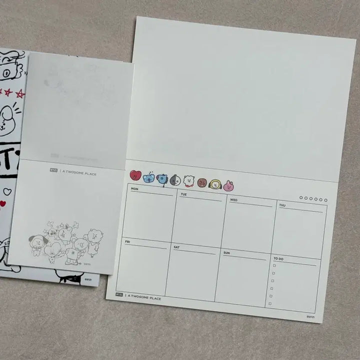 방탄소년단 BT21 다이어리 스케줄러 메모지 투썸플레이스 데일리키트