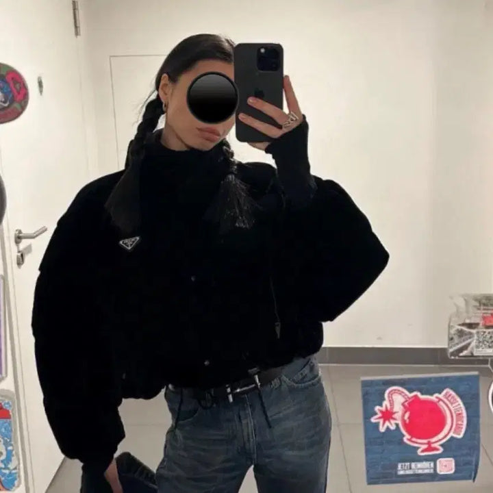 [BUNJANG] Prada Velvet Two-Way Crop Padded Jacket / Prada 프라다 벨벳 투웨이 크롭 패딩