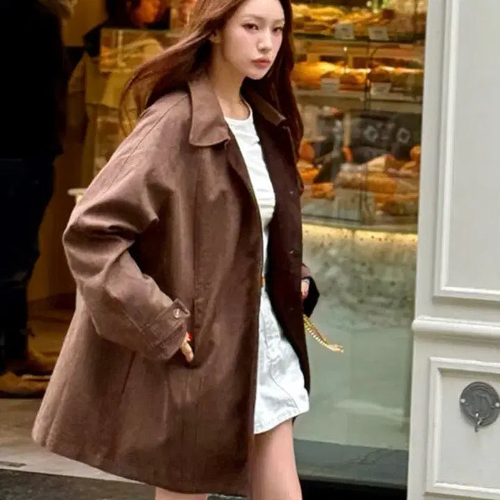 [BUNJANG] Longmari Suede Half Jacket / 마리마켓 스웨이드 하프자켓 롱마리 새상품