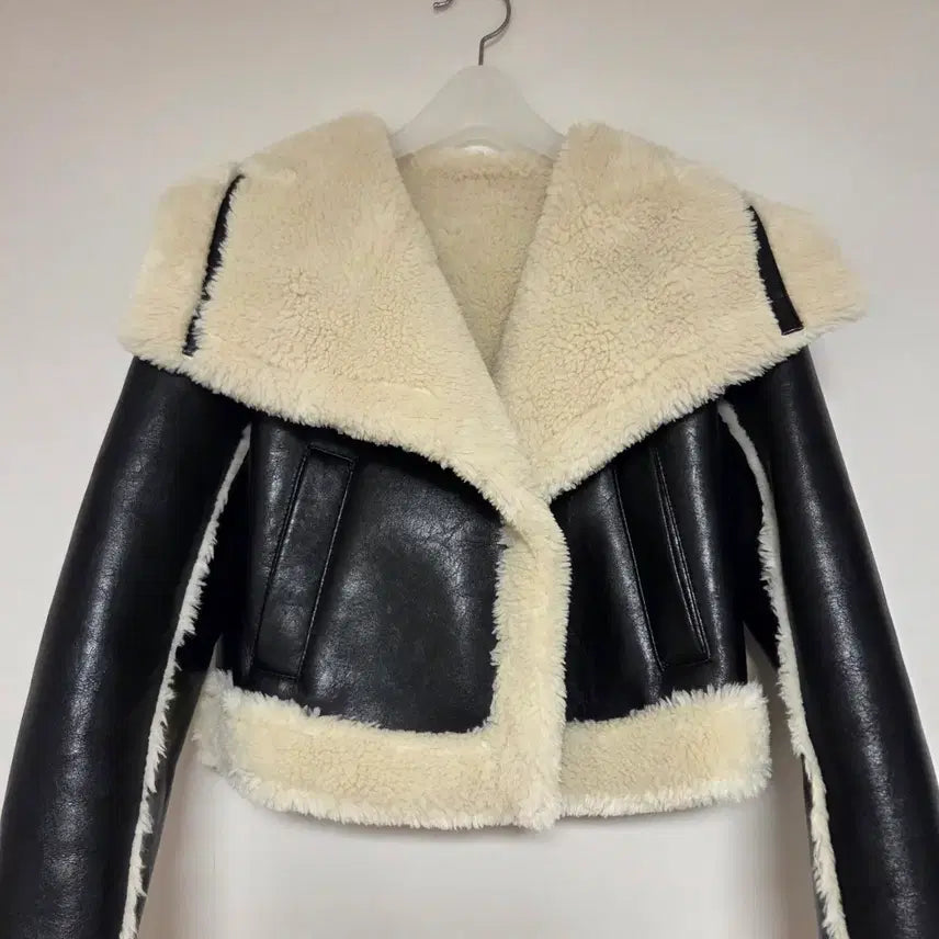 [BUNJANG] Leather Crop Jacket / 가죽 크랍 자켓