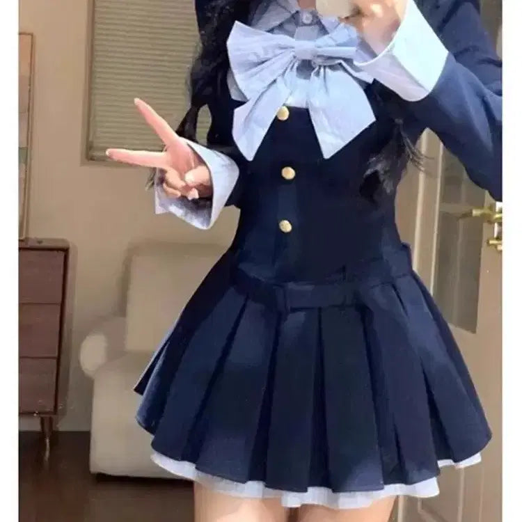 [BUNJANG] DR-20 Preppy Look School Look JK Ribbon Dress / <현물>프레피룩 스트라이프 스쿨룩 jk 리본 원피스 일본 학생 DR-20