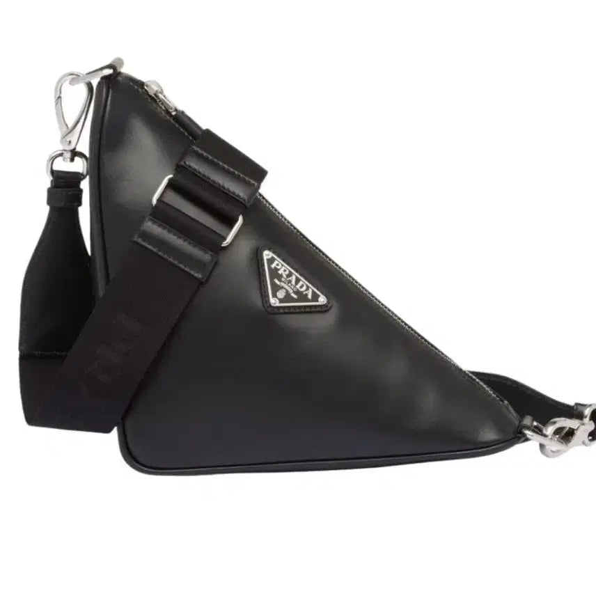 [BUNJANG] Prada Triangle Leather Crossbody Bag / [새상품] 프라다 트라이앵글 레더 크로스백 블랙