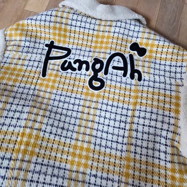 [BUNJANG] CCAABB Checkered Fleece Jacket / CCAABB 체크 배색 뽀글이 숏 자켓 가슴반품 53 와펜 95 양털