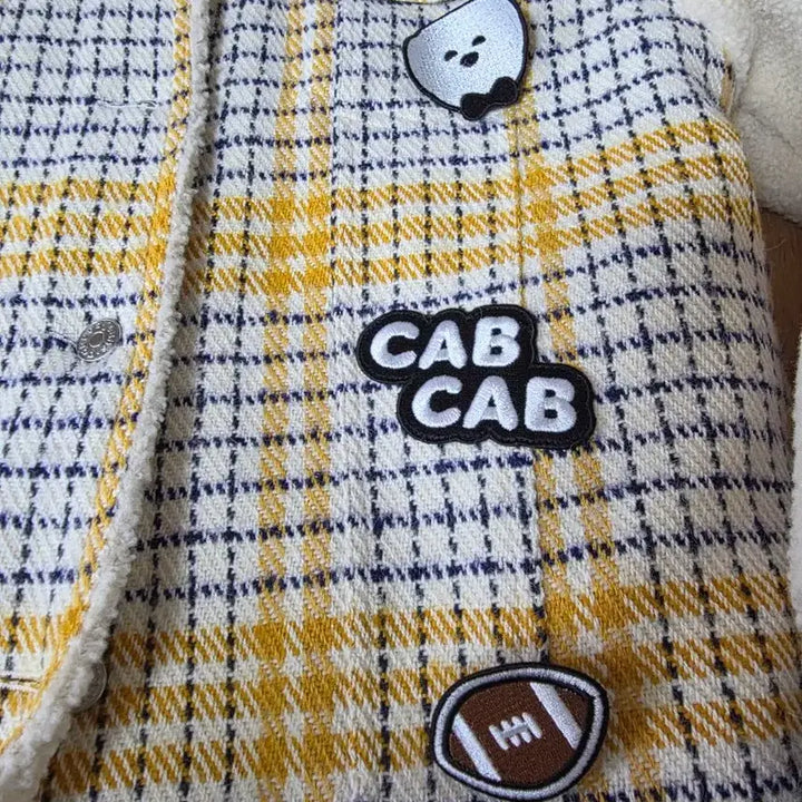 [BUNJANG] CCAABB Checkered Fleece Jacket / CCAABB 체크 배색 뽀글이 숏 자켓 가슴반품 53 와펜 95 양털