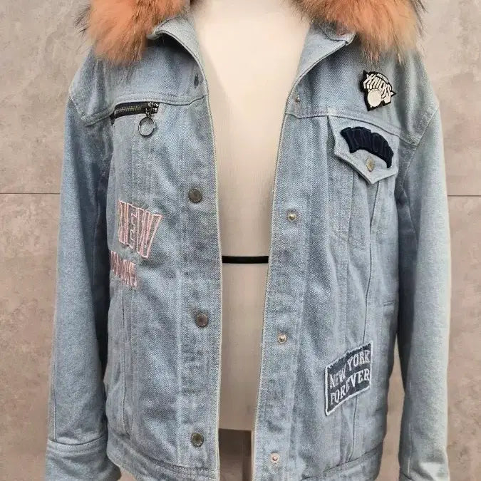[BUNJANG] NBA Denim Fur Jacket / NBA 데님 퍼 자켓 프리사이즈