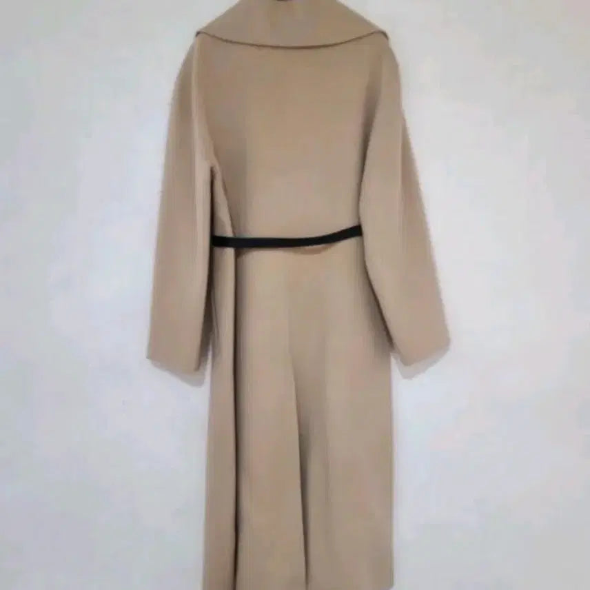 [BUNJANG] Misha Beige Long Coat with Black Leather Belt (Size 66) / 미샤  베이지색 롱 코트 블랙 가죽 벨트 66사이즈