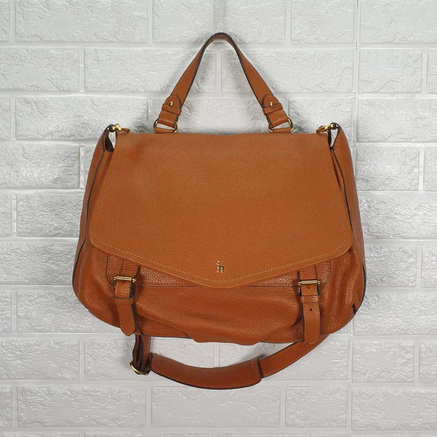 [BUNJANG] Hazzys Brown Leather Shoulder Bag / 헤지스 브라운 천연소가죽 숄더백